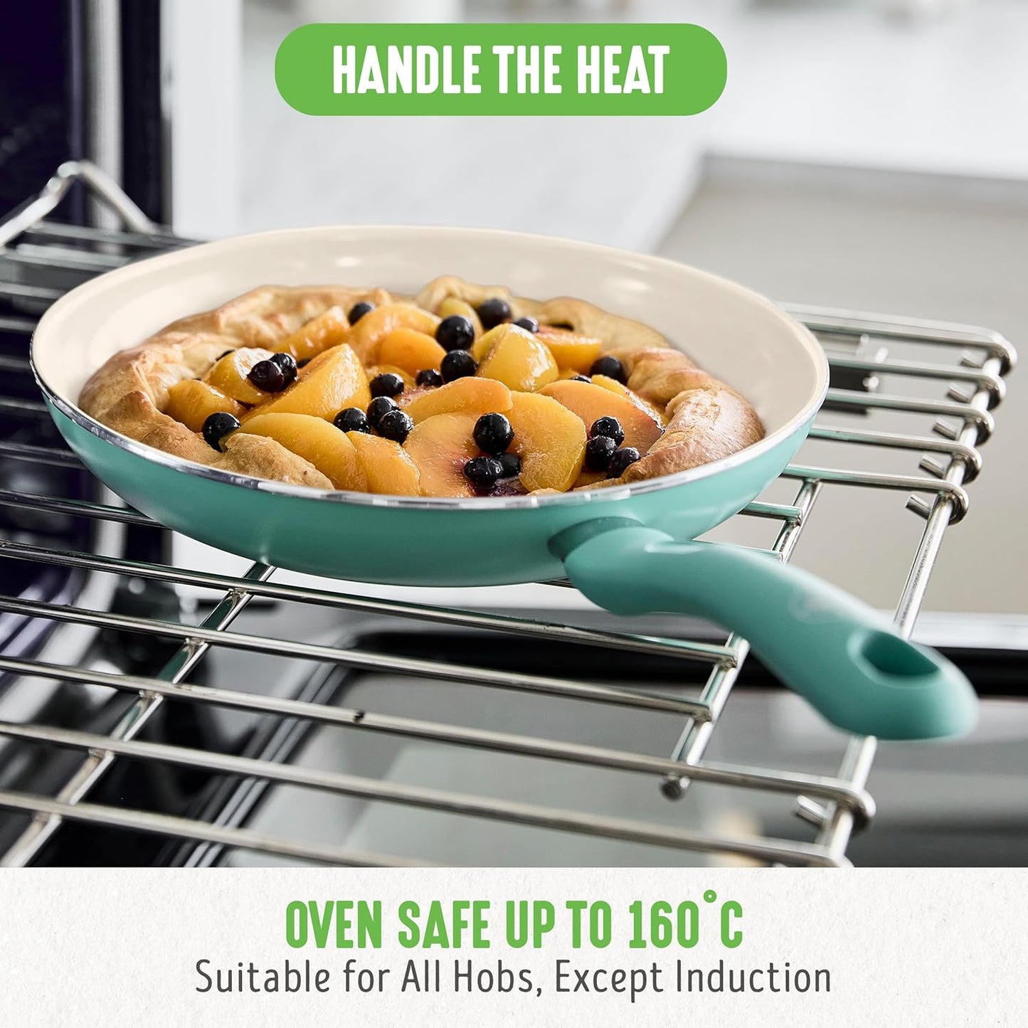 GreenLife Soft Grip Gezonde Keramische Antiaanbaklaag 16-delige Pannenset Over dit item DE POT EN PAN SET INCLUSIEF: 12 cm minikoekenpan, 18 cm en 24 cm koekenpan; 15 cm/1,1l en 18 cm/1,9l steelpan met deksel, 22 cm/4,8 kookpan met deksel, 24 cm/2,4l hapj