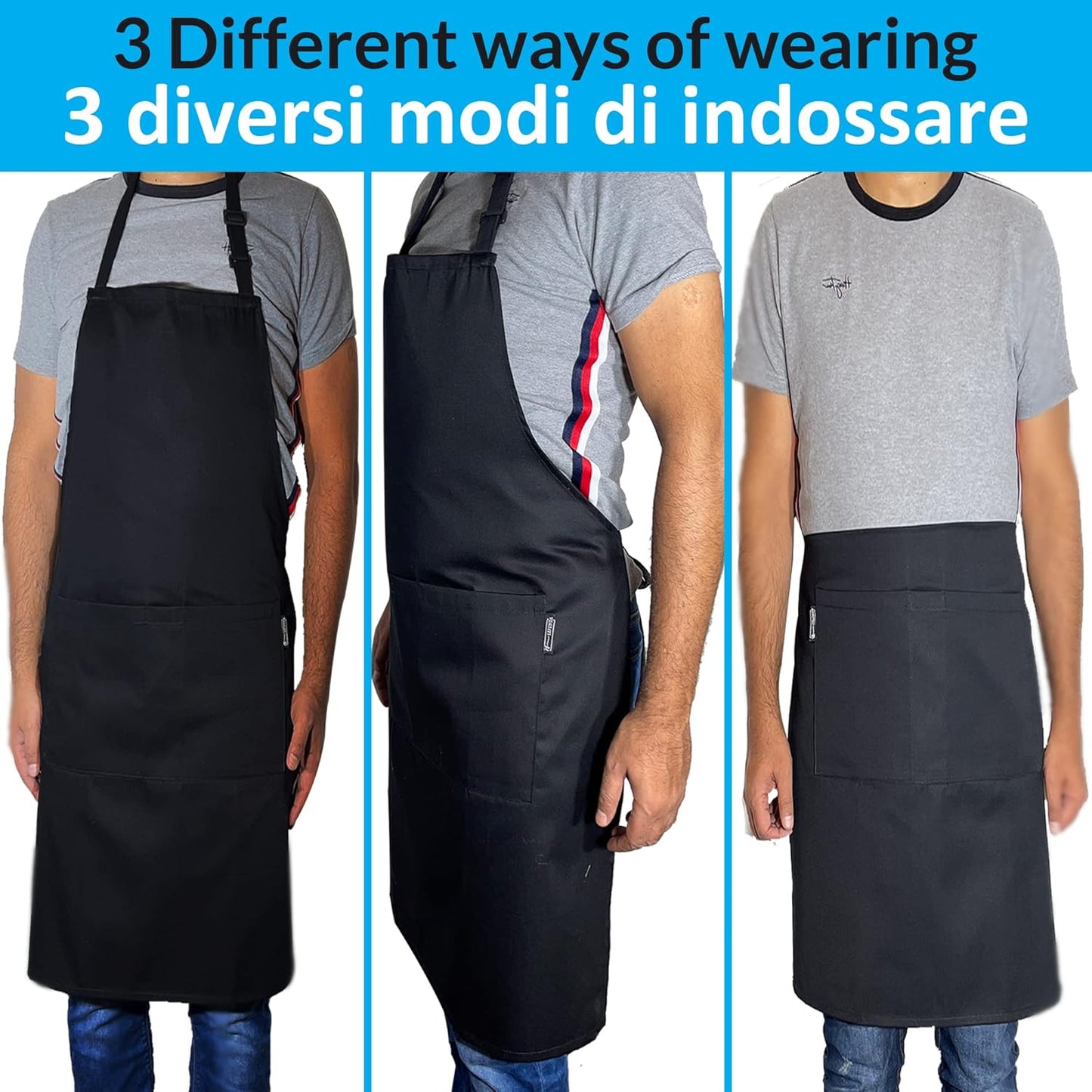 2 Stuks Chef Schort Waterdichte Schort met 3 Zakken Over dit item 💕65% polyester / 35% katoen beste mix voor schorten die bekend staan om hun duurzaamheid. Zij vervagen niet zo snel, verliezen snel hun vorm, kijken langer als nieuw, zijn minder naar vore