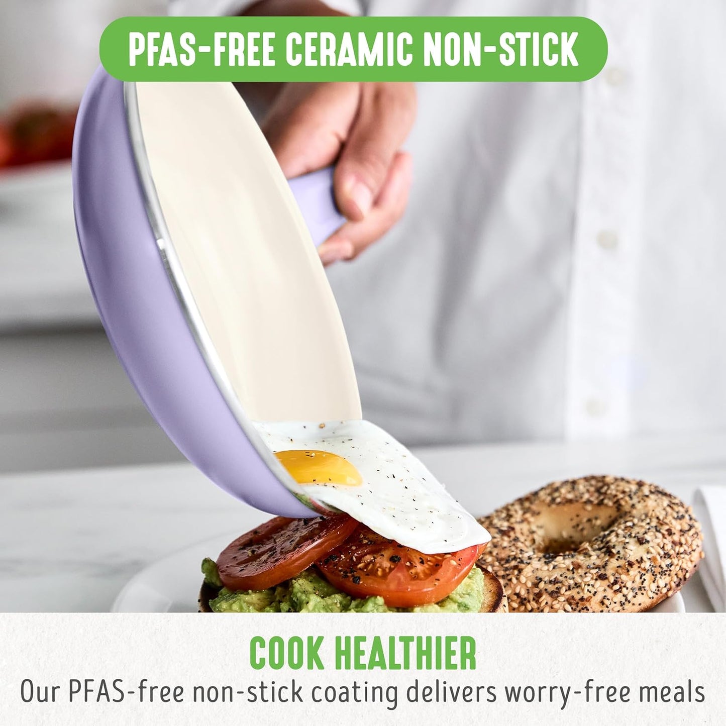 GreenLife Soft Grip Gezonde Keramische Antiaanbaklaag 16-delige Pannenset Over dit item DE POT EN PAN SET INCLUSIEF: 12 cm minikoekenpan, 18 cm en 24 cm koekenpan; 15 cm/1,1l en 18 cm/1,9l steelpan met deksel, 22 cm/4,8 kookpan met deksel, 24 cm/2,4l hapj