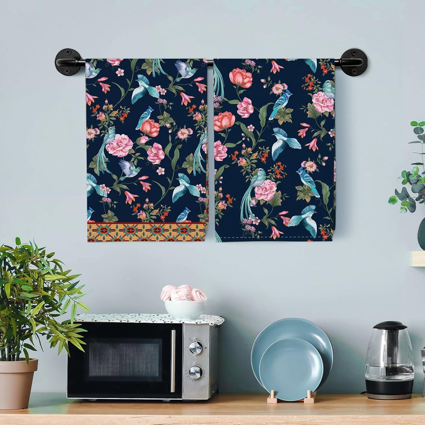 Arquiel 100% katoenen keukendoekset 48 x 70 cm, multifunctionele sneldrogende theedoeken, vaatdoeken, handdoeken, bar handdoeken (set van 4), levendig kleurrijk bloempatroon VOORKEURD MATERIAAL: Elke theedoek is zorgvuldig gemaakt van 100% katoen, met kle