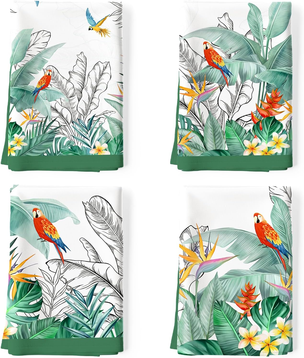 Arquiel 100% katoenen keukendoekset 48 x 70 cm, multifunctionele sneldrogende theedoeken, vaatdoeken, handdoeken, bar handdoeken (set van 4), levendig kleurrijk bloempatroon VOORKEURD MATERIAAL: Elke theedoek is zorgvuldig gemaakt van 100% katoen, met kle