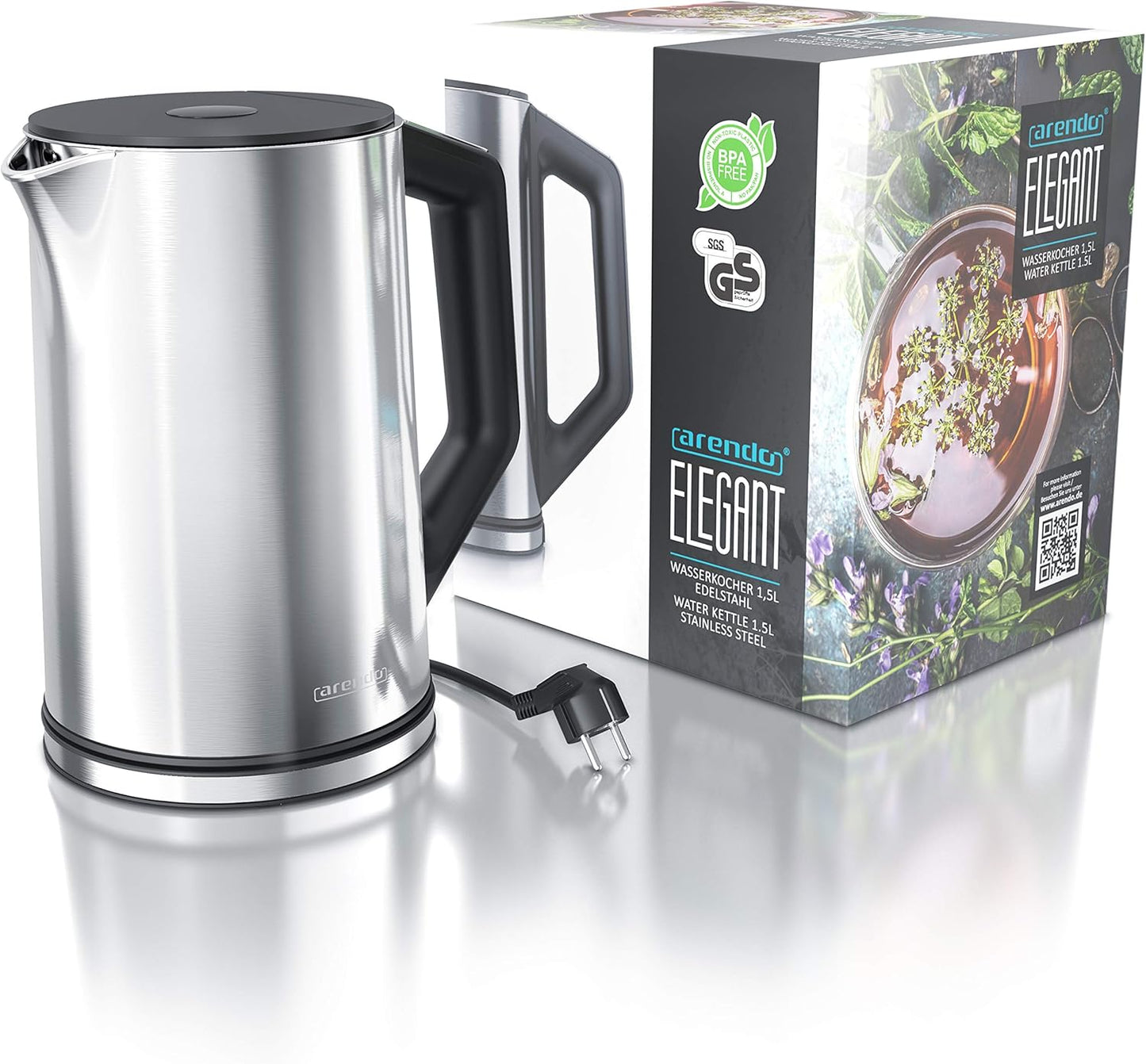 Arendo Elektrische waterkoker van roestvrij staal - Snel koken Over dit item De Arendo stelt normen voor gebruikscomfort. De waterkoker is BPA-vrij, geeft geen microplastic deeltjes af en is daarom bijzonder milieu- en gezondheidsvriendelijk. Dankzij 2200