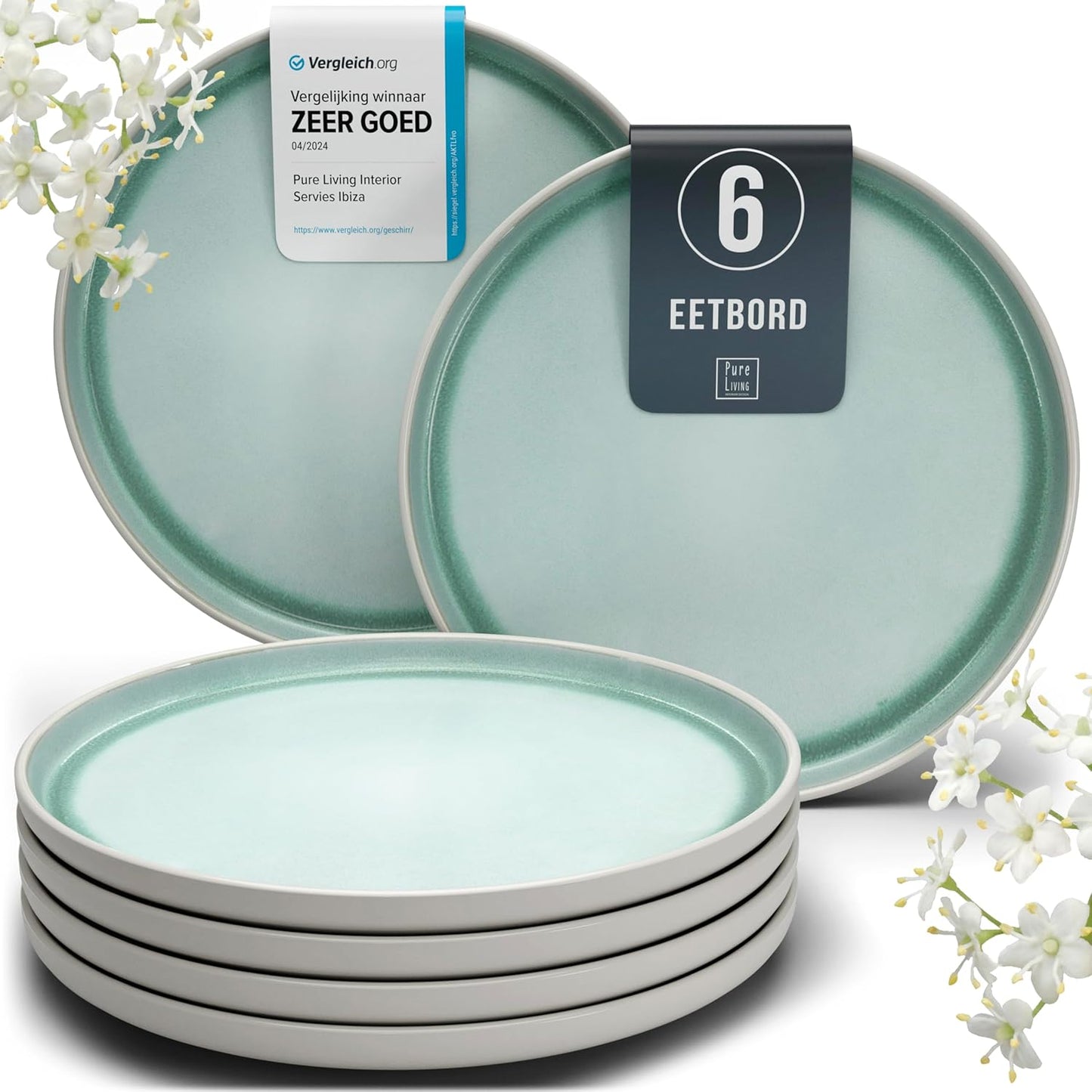 Aardewerk Servies Set Ibiza 36-delig - Vaatwasser-, Magnetron- en Krasbestendig Servies - Moderne Kommen en Borden Set voor 12 Personen - Tafelservice Pure Living in Licht Beige-blauw Deze 36-delige beige-blauwe servies set voor 12 personen combineert ele