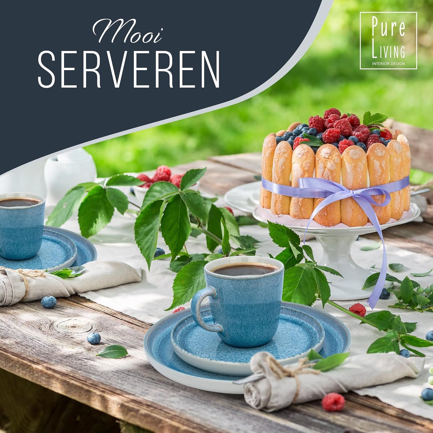 Aardewerk Servies Set Ibiza 36-delig - Vaatwasser-, Magnetron- en Krasbestendig Servies - Moderne Kommen en Borden Set voor 12 Personen - Tafelservice Pure Living in Licht Beige-blauw Deze 36-delige beige-blauwe servies set voor 12 personen combineert ele