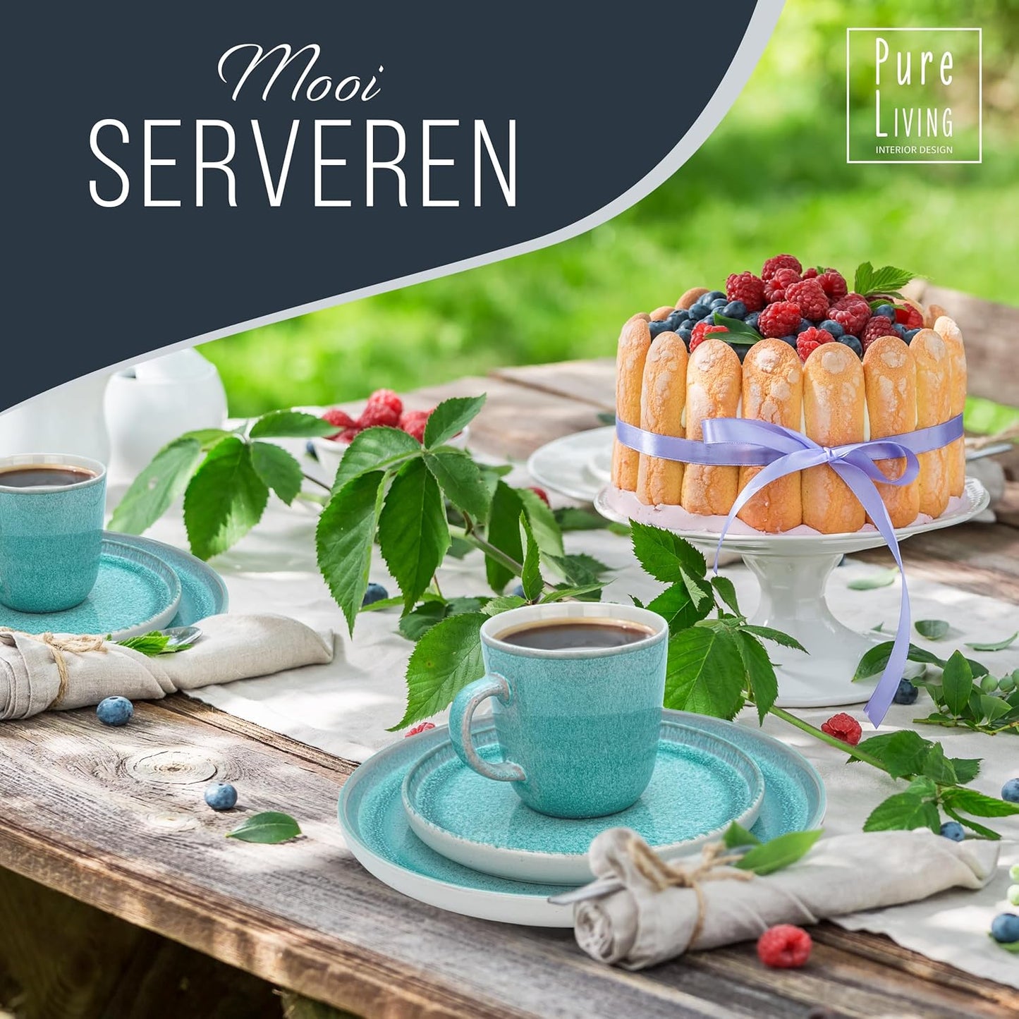 Aardewerk Servies Set Ibiza 36-delig - Vaatwasser-, Magnetron- en Krasbestendig Servies - Moderne Kommen en Borden Set voor 12 Personen - Tafelservice Pure Living in Licht Beige-blauw Deze 36-delige beige-blauwe servies set voor 12 personen combineert ele