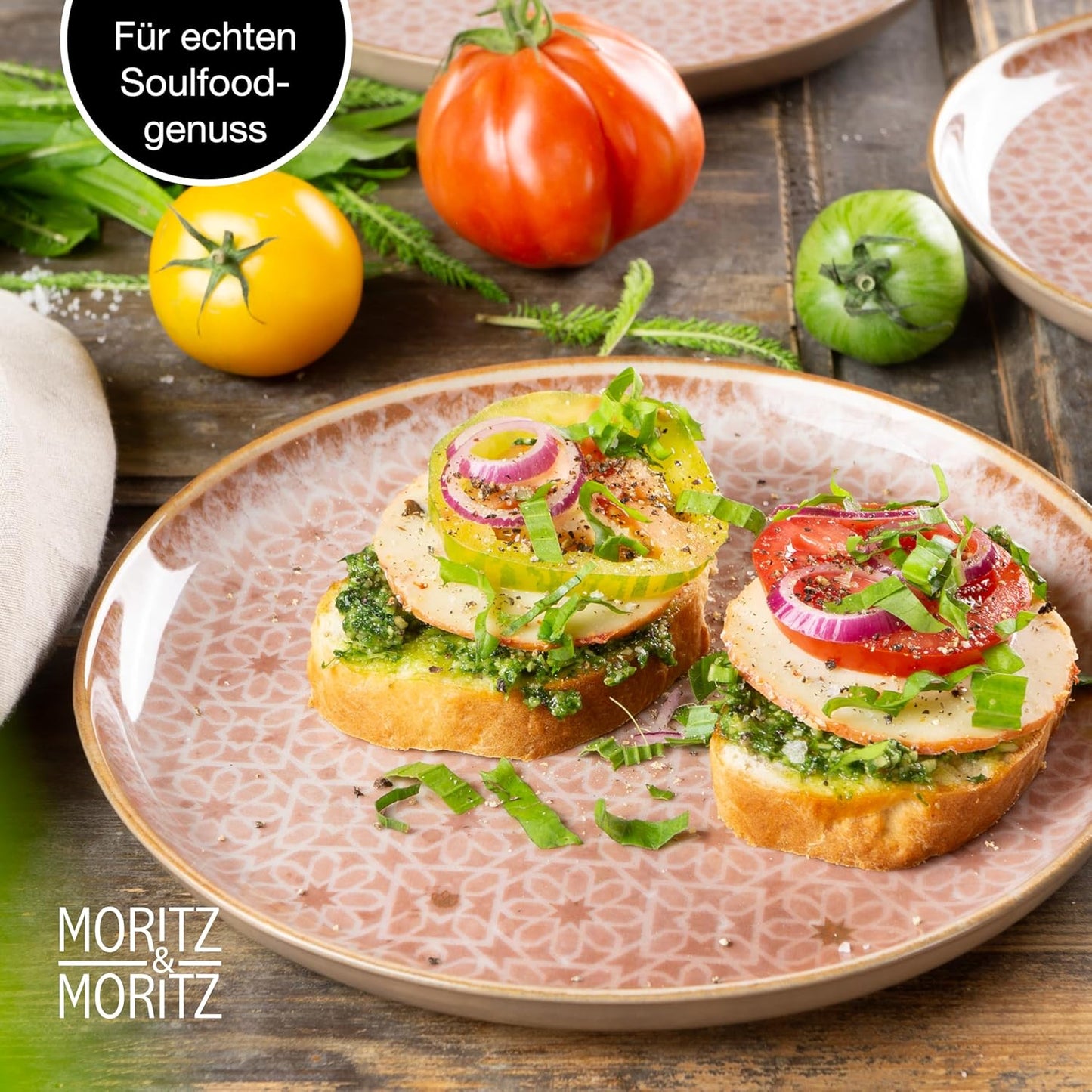 Moritz & Moritz TERRA 18-delige serviesset voor 6 personen, bordenset in zacht roze, van hoogwaardig porselein, serviesset voor 6 personen, elk 6 x platte borden, dessertborden en kommen 18-delige serviesset verander elke maaltijd in een onvergetelijke er