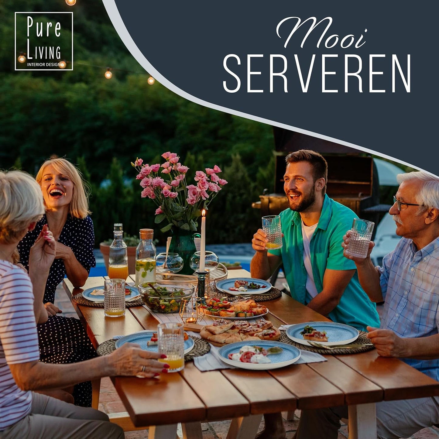 Aardewerk Servies Set Ibiza 36-delig - Vaatwasser-, Magnetron- en Krasbestendig Servies - Moderne Kommen en Borden Set voor 12 Personen - Tafelservice Pure Living in Licht Beige-blauw Deze 36-delige beige-blauwe servies set voor 12 personen combineert ele