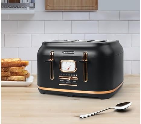 Muse Roestvrijstalen broodrooster in zwart retro design, analoge weergave Over dit item Retro van buiten, modern van binnenin: de broodrooster is een echte blikvanger en wordt door gasten altijd goed bekeken. Met zijn coole analoge weergave en de leuke ac