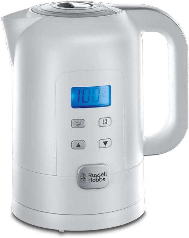 Russell Hobbs Waterkoker Met Temperatuurinstelling 25°-100°C Dankzij de warmhoudfunctie wordt het reeds gekookte water op de geselecteerde temperatuur warm gehouden. De waterkoker heeft een waterniveau-indicator. Electric Kettles €47.99 glas,waterkoker,zw