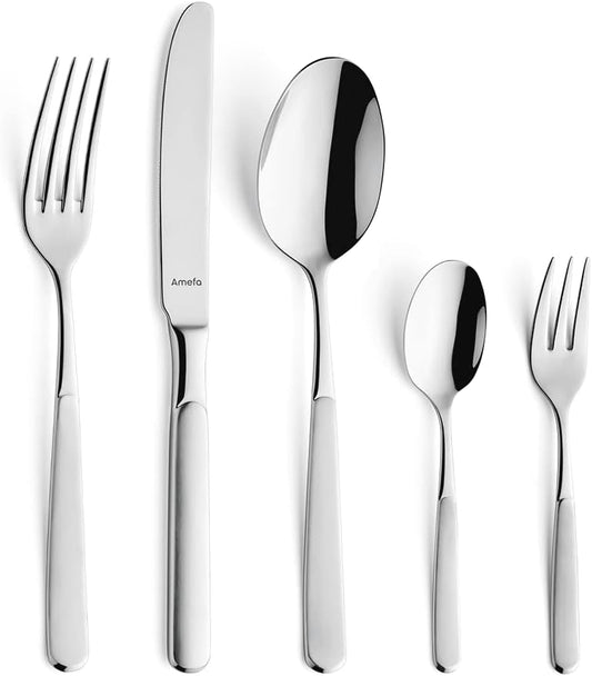 Amefa Fresh bestekset voor 12 personen 60-delige bestekset Over dit item Bestek set 12 personen: het bestek bevat: 12 menumessen, 12 vorken, 12 eetlepels, 12 koffielepels, 12 taartvorken. Hoogwaardig. Het bestek bestaat uit 18/10 roestvrij staal en de mes