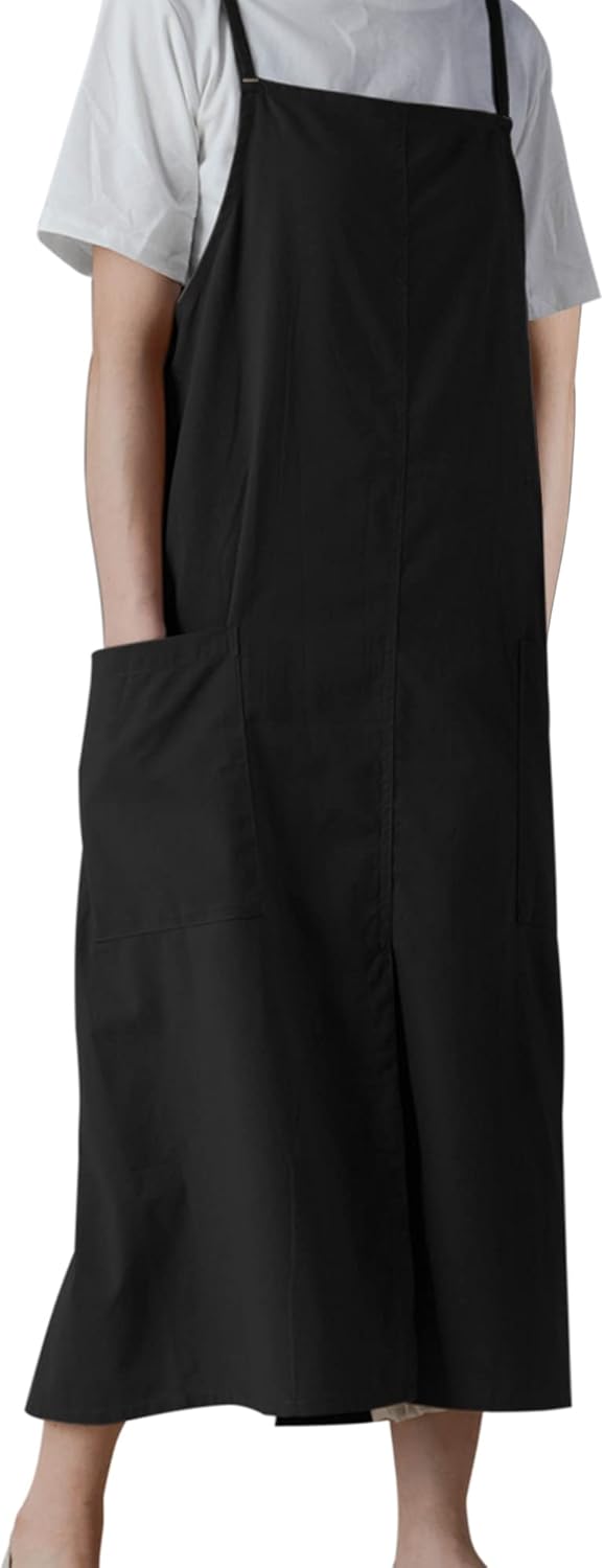 Small snail Japanse Stijl Schort Verstelbare Waterdichte Katoenen Linnen Dames Pinafore met Grote Zakken voor Bloemenwinkel Cafe Knutselen Bakken Casual Effen Kleur Schorten Productgegevens Type sluiting Trekkoord Over dit item ▶Materiaal: Het is gemaakt