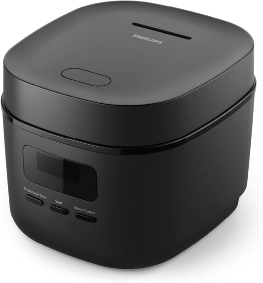 Philips 3000 Series Mini Rijstkoker - 0,54L, 30-minuten snelkookstand Over dit Item ALTIJD PERFECT GEKOOKTE RIJST - Geniet elke keer weer van heerlijke rijst; de Philips 3000 Series Mini Rijstkoker heeft een inhoud van 0,54 liter en een 5-lagige Bakuhanse