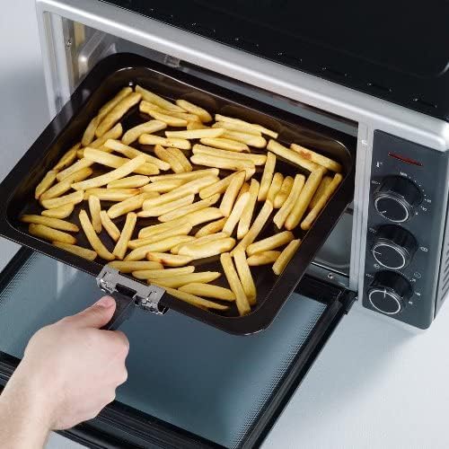 SEVERIN bak- en toastoven met heteluchtfunctie, mini-oven met grillrooster en bakplaat, 30 L inhoud, 1.600 W, zilver/zwart, TO 2056 [Energieklasse B] Betrouwbare en praktische bak- en toastoven met circulatiefunctie voor het bereiden van ovengerechten zoa