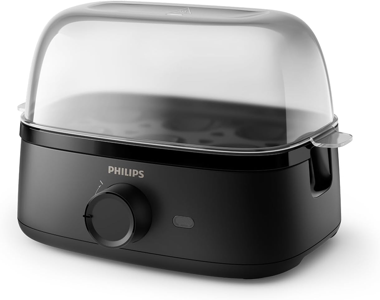 PHILIPS Eierkoker 3000-Serie Gezinsformaat 400 W Over dit item Maatbeker voor nauwkeurige resultaten: Afhankelijk van het soort ei dat u bereidt, heeft u verschillende hoeveelheden water nodig. De beker geeft de verschillende waterpeilmarkeringen aan voor