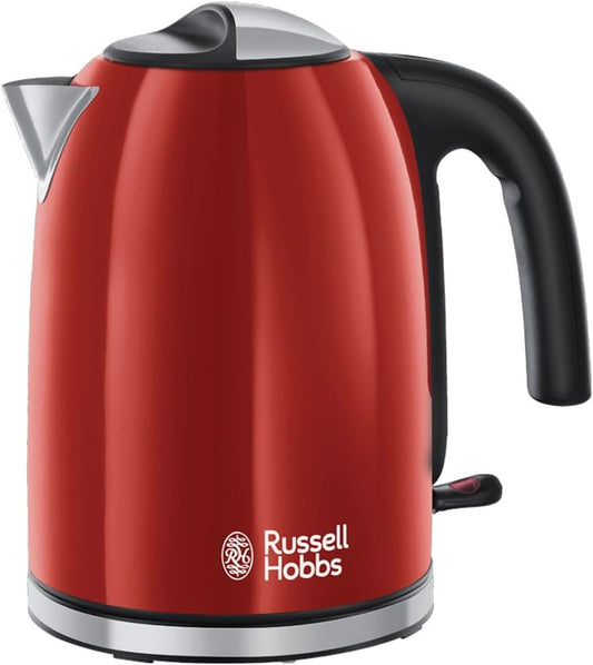 Russell Hobbs Colours Plus Waterkoker Rood (1,7L), Broodrooster en Citruspers Over dit item Snelkookfunctie met aanduiding voor 1/2/3 koppen: Kookt 1 kop water in 50 seconden. Bespaart tot 70% energie: Met behulp van de snelkookzone zie je precies hoeveel