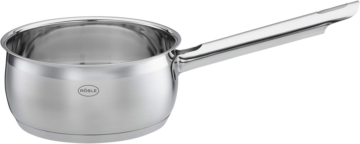 Rösle Elegance Pannenset, 10-delig, Roestvrij staal Over dit item Rösle Elegance, de pannenset van roestvrij staal, bestaat uit: Braadpan (20 cm) en kookpan (16/20/24 cm) inclusief glazen deksel, stoominzet (20 cm), sauspan met steel (16 cm), melkpan (14