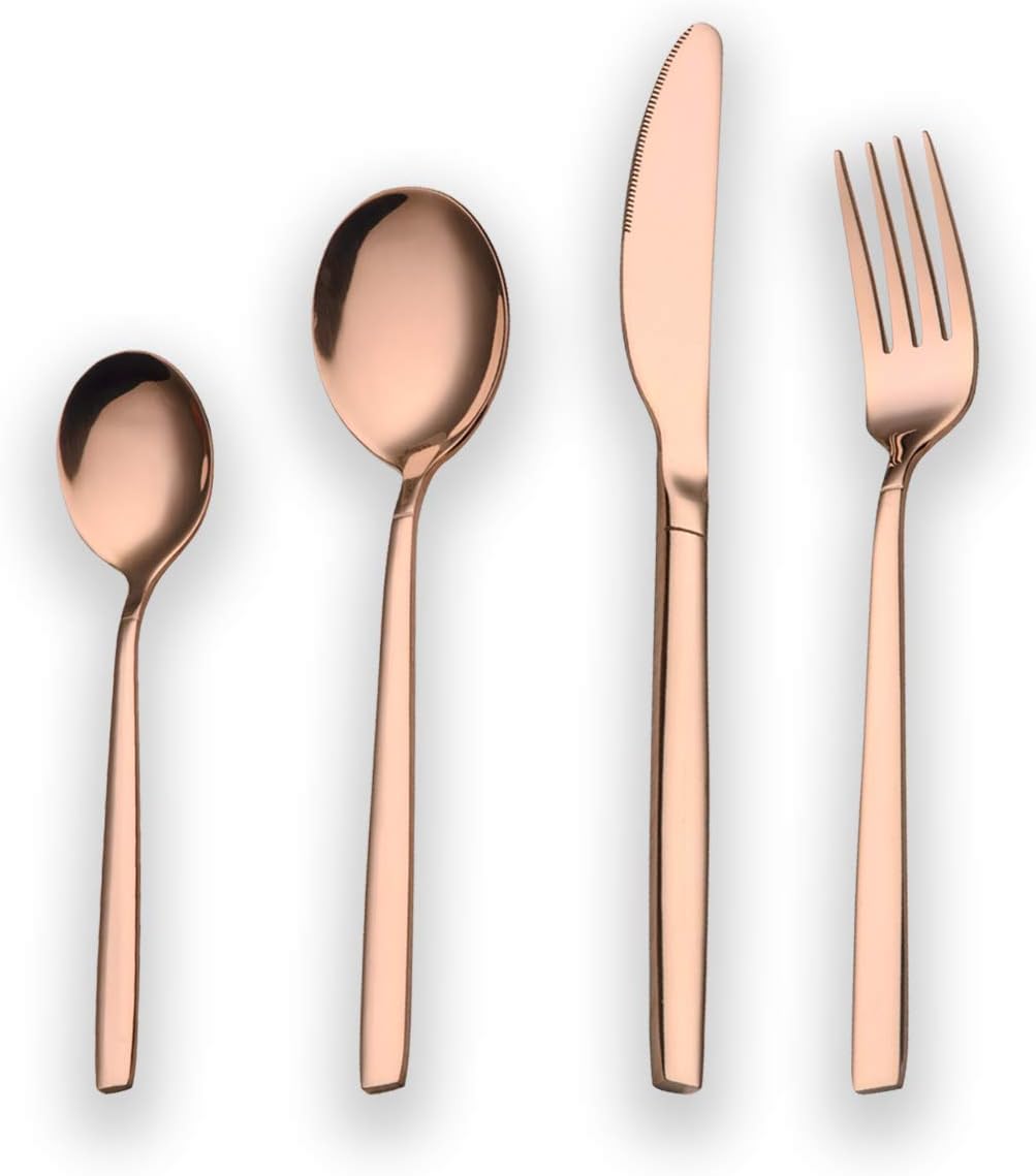 Berglander 30-delige vergulde bestekset glanzend goud Over dit item 30 stuks bevatten: 6 van elk, dinerlepel, dinervork, dinermes, theelepel, theevork Duurzaam, buigt niet; Sterk antiroest, ontwikkeld voor een goede grip voor volwassenen en kinderen. Goed