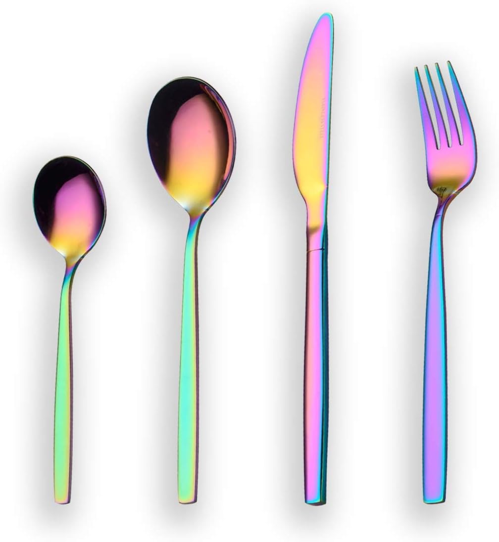 Berglander 30-delige vergulde bestekset glanzend goud Over dit item 30 stuks bevatten: 6 van elk, dinerlepel, dinervork, dinermes, theelepel, theevork Duurzaam, buigt niet; Sterk antiroest, ontwikkeld voor een goede grip voor volwassenen en kinderen. Goed
