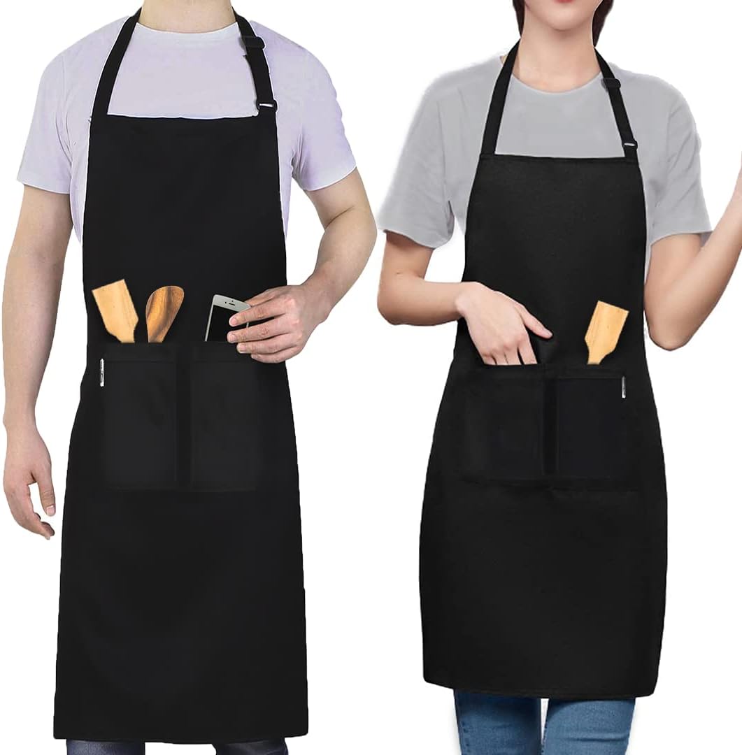 2 Stuks Chef Schort Waterdichte Schort met 3 Zakken Over dit item 💕65% polyester / 35% katoen beste mix voor schorten die bekend staan om hun duurzaamheid. Zij vervagen niet zo snel, verliezen snel hun vorm, kijken langer als nieuw, zijn minder naar vore