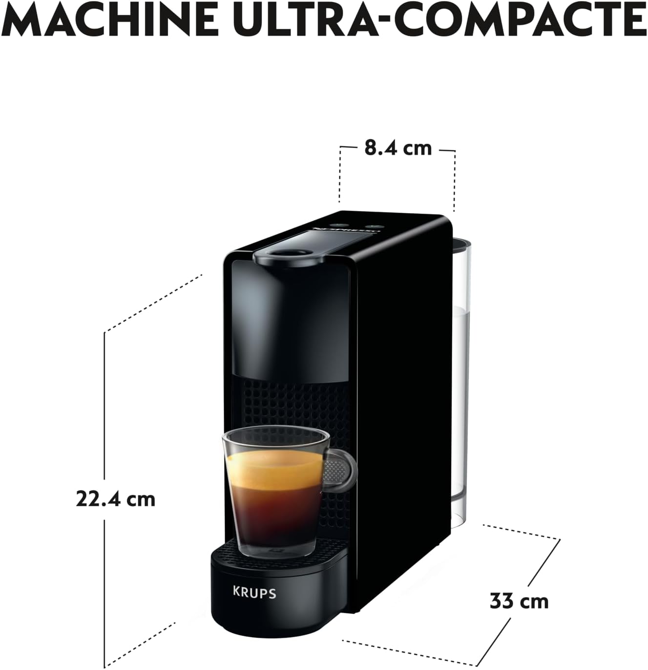 Nespresso Krups Essenza Mini Piano Black Koffiepadmachine 0.6 l Over dit item Met de Nespresso Essenza Mini Piano Noir kun je tot 3 grote kopjes koffie serveren dankzij de tank van 0,6 liter. Het is niet alleen compact en zeer compact, maar heeft ook een