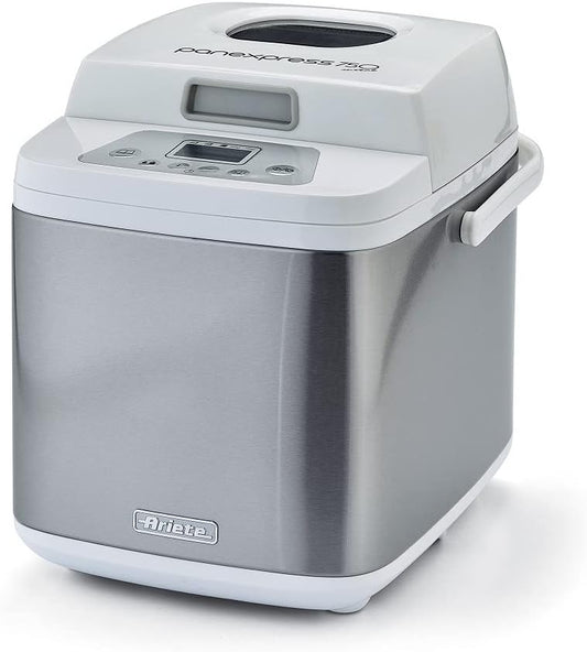 Ariete 132 Panexpress 750 Metal broodbakmachine, 19 vooraf ingestelde programma's, capaciteit 500/750 g, 500 W, wit, 21 x 31 x 27,5 cm Kneden, gisten en bakken: in de zelfgemaakte broodmachine kun je de ingrediënten kiezen die je wilt, en maak volkorenbro