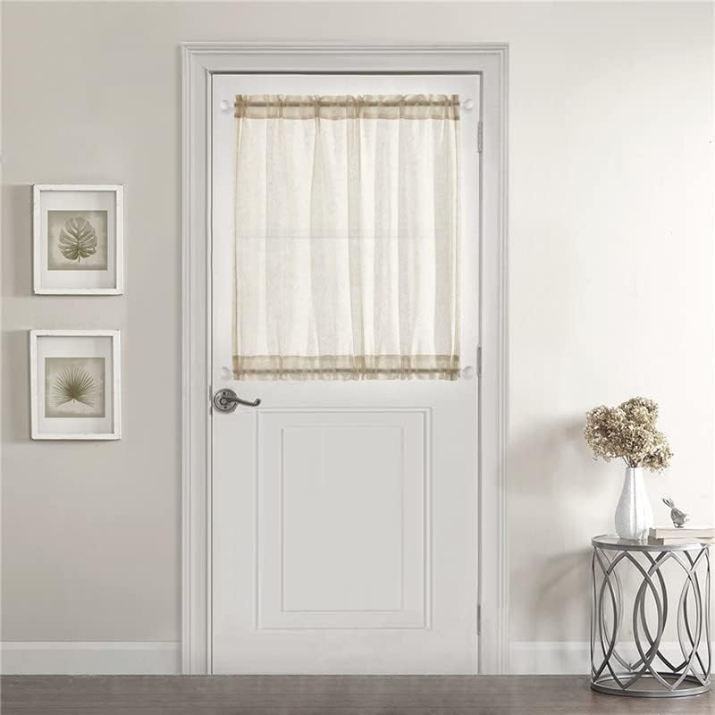 Devola Vitrage linnenlook gordijn lange modern effen kleur bistrogordijn halftransparant deur gordijnen raamsjaal keuken gordijnen korte gordijnen BxH 132x183cm beige 1 stuk Merk: Devola Kleur: beige wit grijs blauw zand Materiaal: hoogwaardig linnen en v