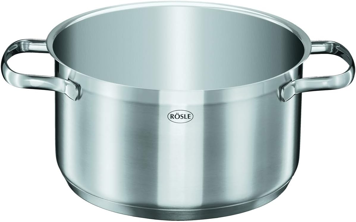 Rösle Elegance Pannenset, 10-delig, Roestvrij staal Over dit item Rösle Elegance, de pannenset van roestvrij staal, bestaat uit: Braadpan (20 cm) en kookpan (16/20/24 cm) inclusief glazen deksel, stoominzet (20 cm), sauspan met steel (16 cm), melkpan (14