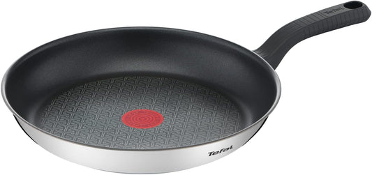 Tefal Comfort Max koekenpan 26 cm Geschikt voor inductie Het hoogwaardige 18/10 roestvrij staal maakt deze pan tot een duurzaam alternatief en gewenste keuze in elke keuken Verbeterde Thermo-Signal-technologie kleurt volledig rood wanneer de pan de ideale