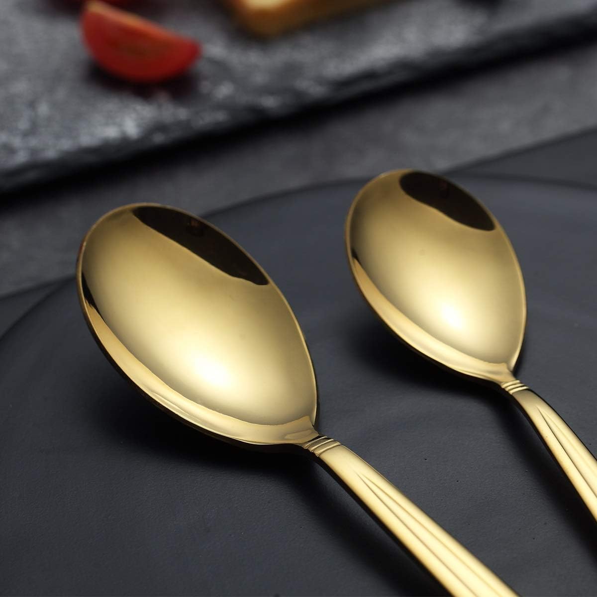 Berglander 30-delige vergulde bestekset glanzend goud Over dit item 30 stuks bevatten: 6 van elk, dinerlepel, dinervork, dinermes, theelepel, theevork Duurzaam, buigt niet; Sterk antiroest, ontwikkeld voor een goede grip voor volwassenen en kinderen. Goed