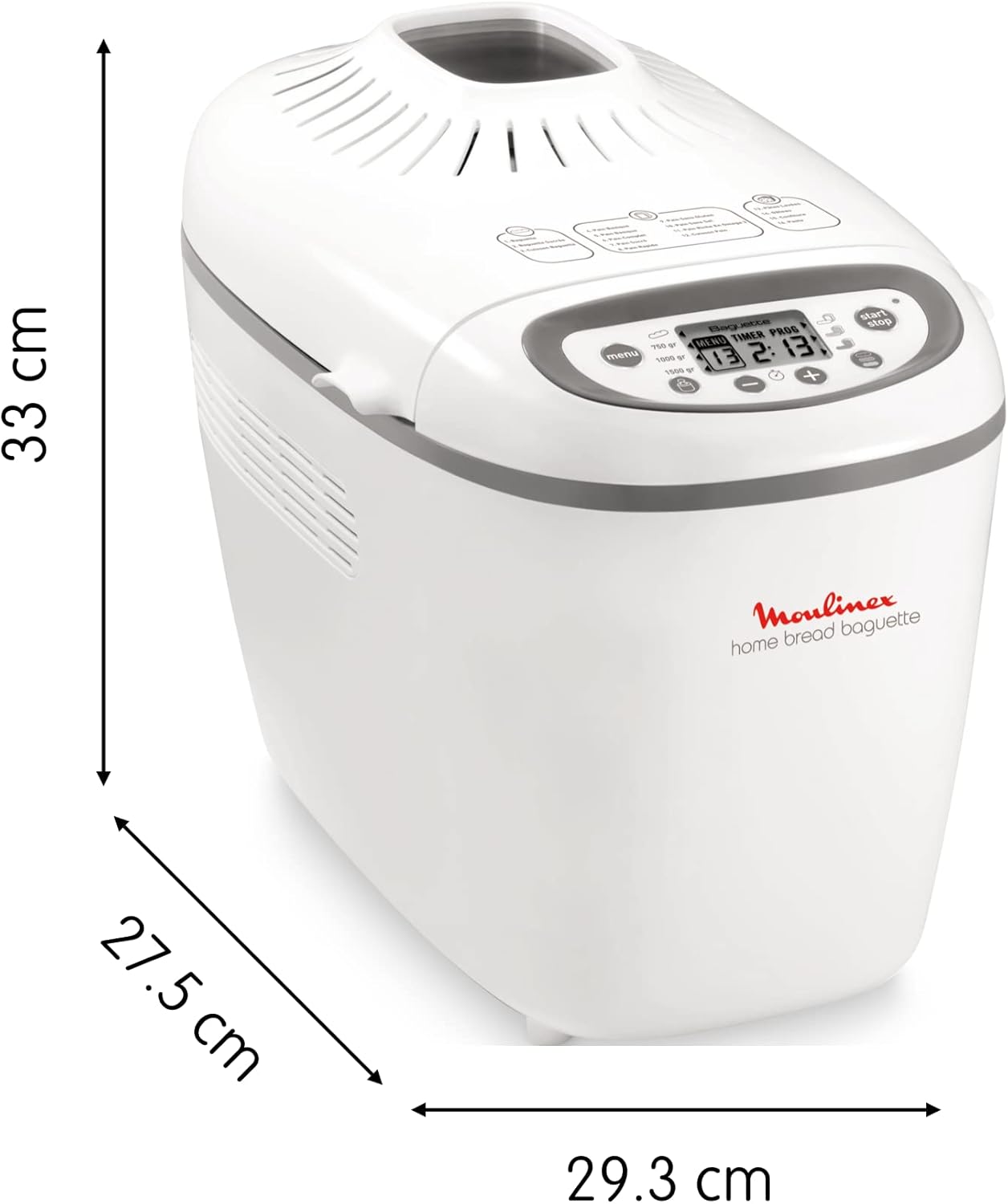 Moulinex OW6101 Baguette Mac.Pane Broodbakmachine, met 16 Programma's, 1650 watt, Wit Moulinex broodbakmachine OW6101 1,5 kg ondersteuning 4 b. De broodmachine met zijn uitgebreide 16 automatische programma's is geschikt voor zowel bloederige beginners al