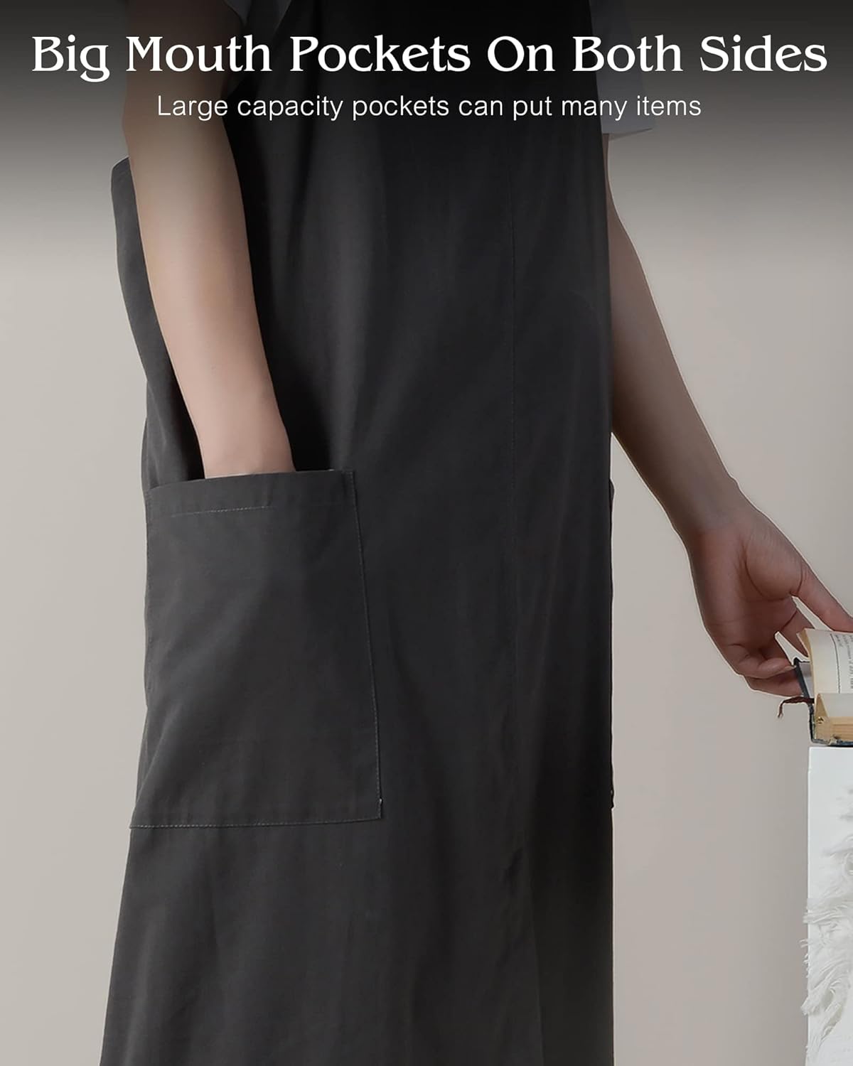 Small snail Japanse Stijl Schort Verstelbare Waterdichte Katoenen Linnen Dames Pinafore met Grote Zakken voor Bloemenwinkel Cafe Knutselen Bakken Casual Effen Kleur Schorten Productgegevens Type sluiting Trekkoord Over dit item ▶Materiaal: Het is gemaakt