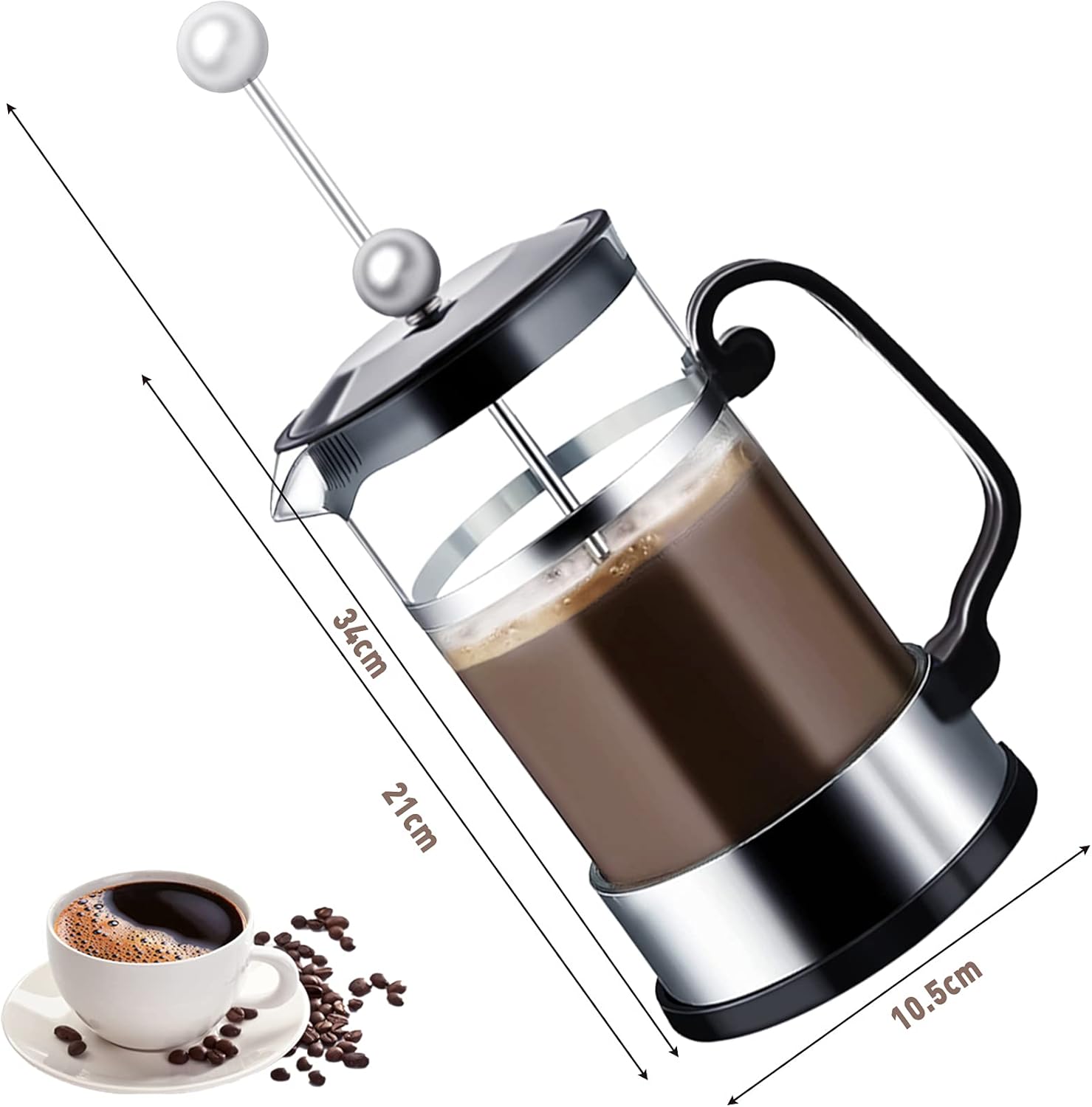 MAISITOO French Press Koffiemaker met roestvrijstalen filter 1 l Over dit item Formaat: 1000 ml. Productomschrijving: glazen koffiezetapparaat 1000 ml met French Press systeem, ideaal voor elke koffie- en theeliefhebber. Met een inhoud van maximaal 1000 m