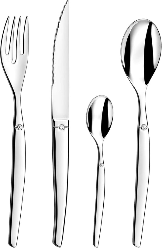 Lou Laguiole - Jet - Bestekset 24 delig Frans design Luxe bestekset voor 6 personen 18/0 edelstaal High Gloss Polished › Meer productgegevens bekijken Merk Lou Laguiole Aantal items 24 Materiaal Roestvrij staal Kleur Staal Instructies voor productverzorgi