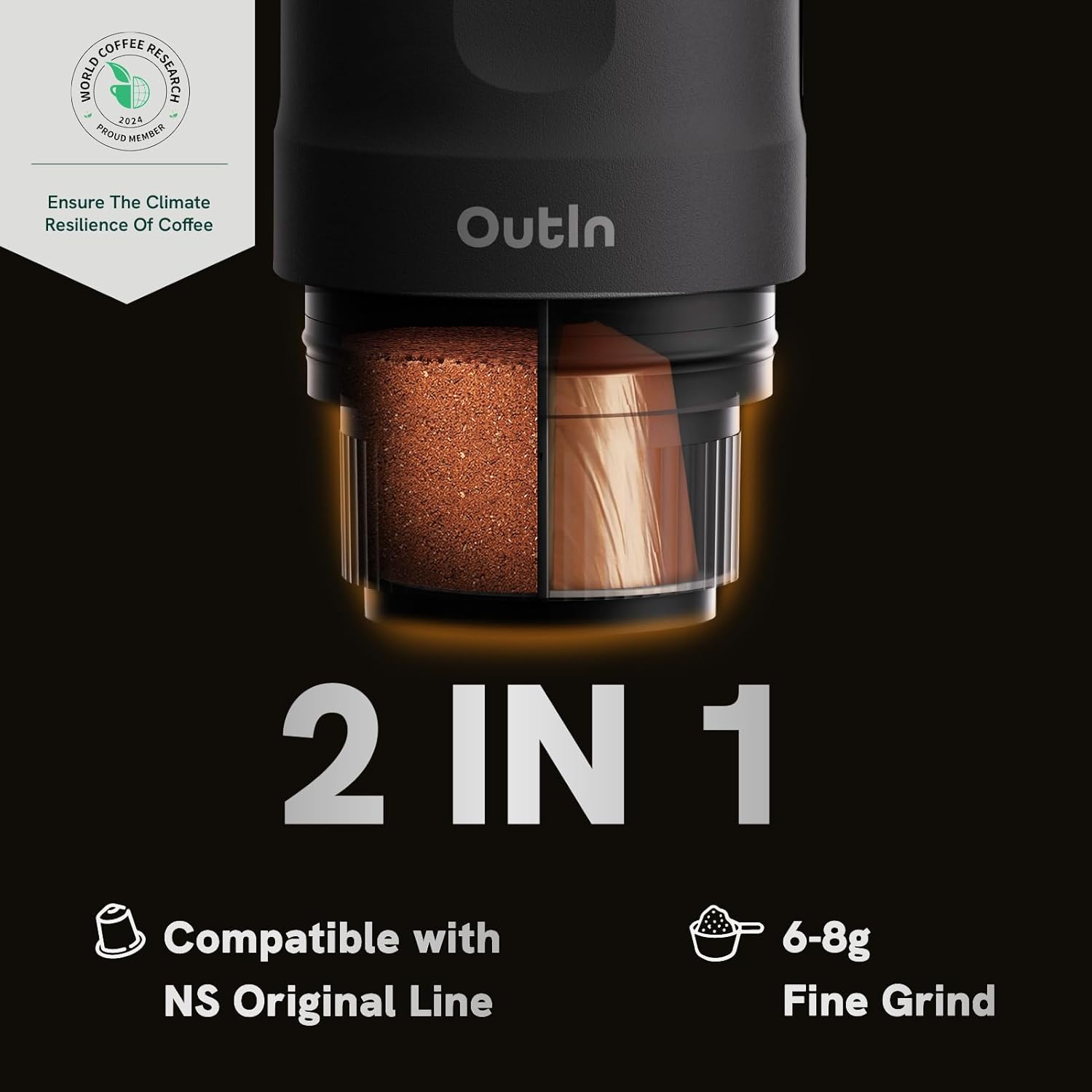 Outin Nano draagbare elektrische espressomachine 【LICHTGEWICHT & DRAAGBAAR】: Outin draagbare espressomachine weegt slechts 670 gram. Gemaakt van voedselveilig roestvrij staal en duurzame materialen, Outin espressomachine gemakkelijk te demonteren en te wa