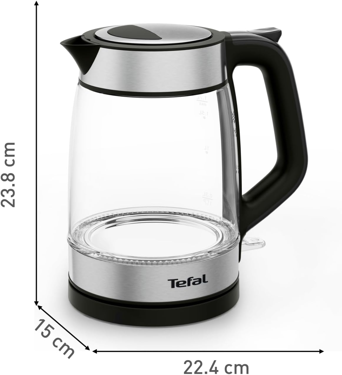 Tefal Glas elektrische waterkoker, maatstrepen, 1,7 liter Over dit item TRANSPARANTE WATERKOKER: Dankzij het transparante glazen ontwerp met maatstrepen kan je de preciese hoeveelheid water vullen die je nodig hebt - inclusief een aanduiding voor 1 kopje.