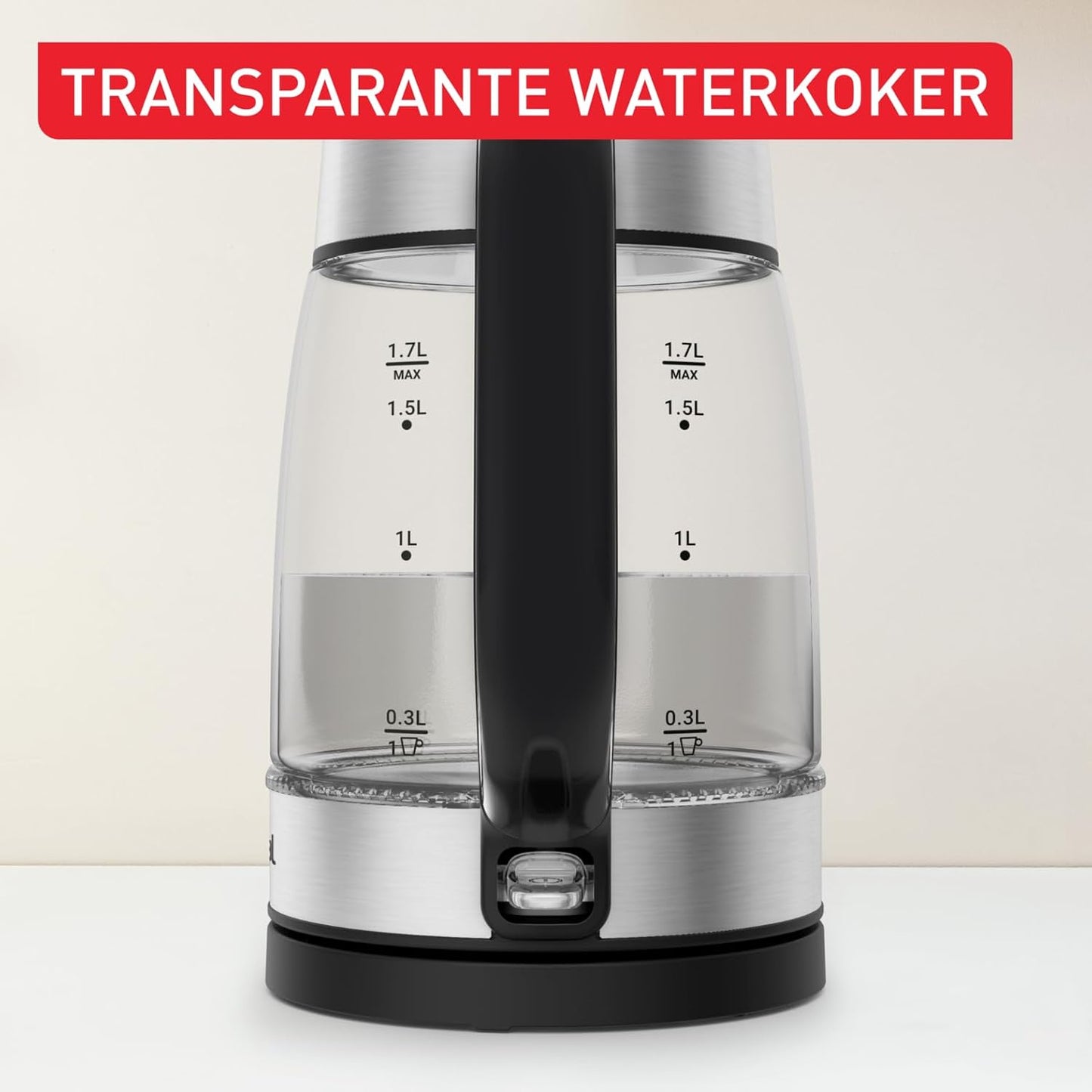 Tefal Glas elektrische waterkoker, maatstrepen, 1,7 liter Over dit item TRANSPARANTE WATERKOKER: Dankzij het transparante glazen ontwerp met maatstrepen kan je de preciese hoeveelheid water vullen die je nodig hebt - inclusief een aanduiding voor 1 kopje.