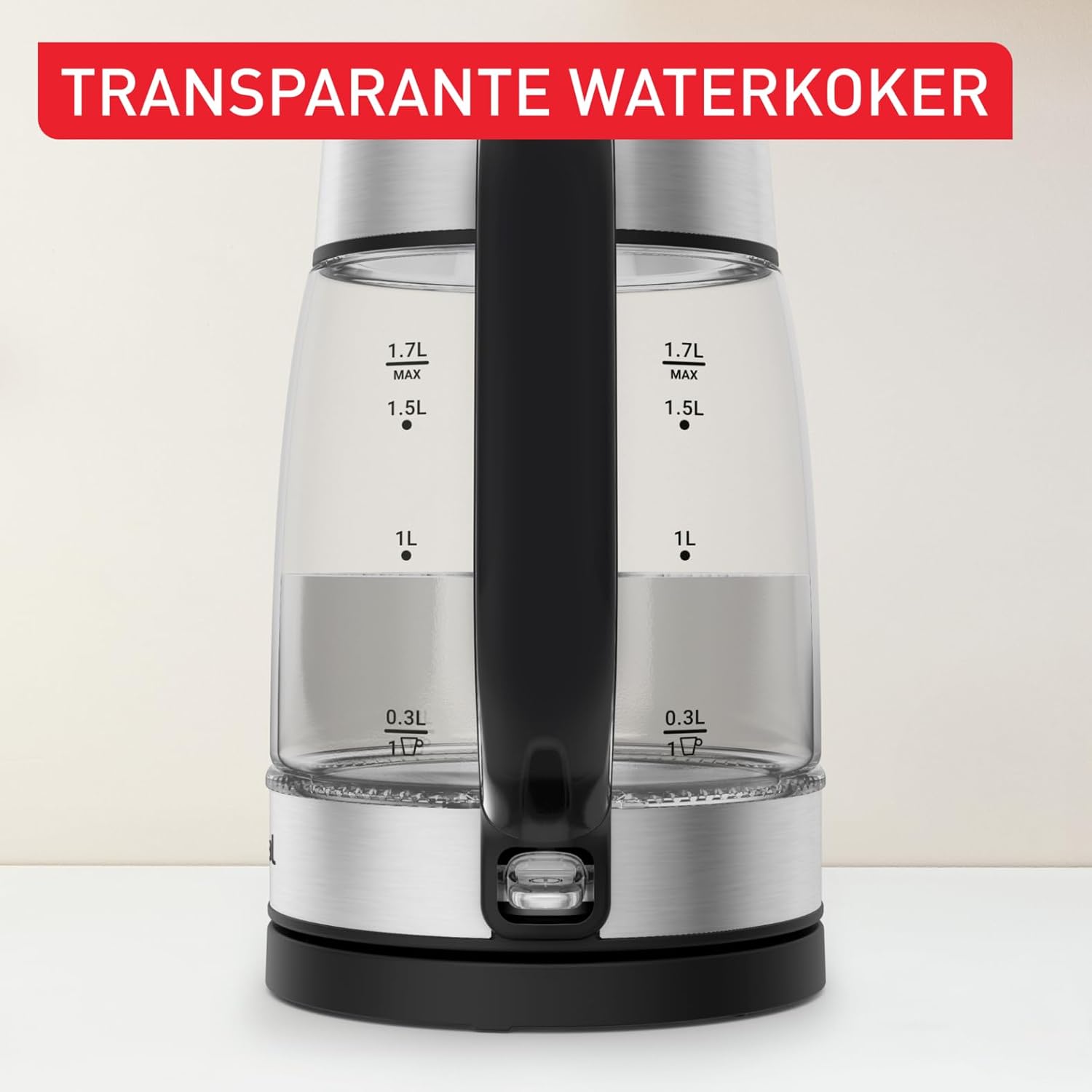 Tefal Glas elektrische waterkoker, maatstrepen, 1,7 liter Over dit item TRANSPARANTE WATERKOKER: Dankzij het transparante glazen ontwerp met maatstrepen kan je de preciese hoeveelheid water vullen die je nodig hebt - inclusief een aanduiding voor 1 kopje.