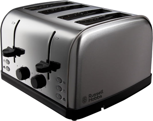 Russell Hobbs Futura 18790 Broodrooster voor 4 sneden 1500 W Over dit item Broodrooster met brede sleuf met 4 plakjes en onafhankelijke bediening met 2 sneden Bevroren, annuleren en opwarmen functies 6-traps variabele bruining controle Verwijderbare kruim