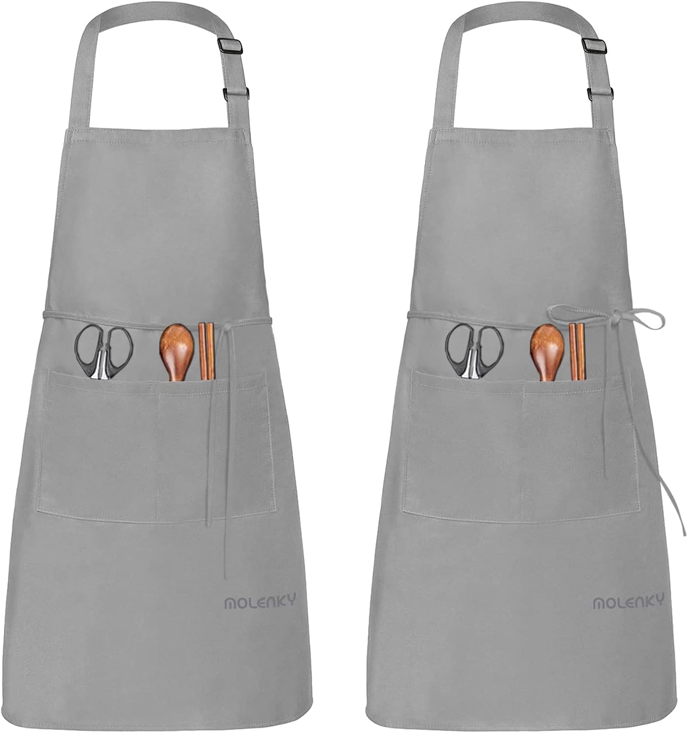 Molenky schort,Verstelbare schort met 2 grote zakken, 2 STUKS Katoenen Chef-koksschortenset, Unisex Waterdichte professionele kwaliteit Keukenschort voor in de keuken 1 Productgegevens Type sluiting Trekkoord Over dit item 【Hoogwaardige materialen】 -Molen