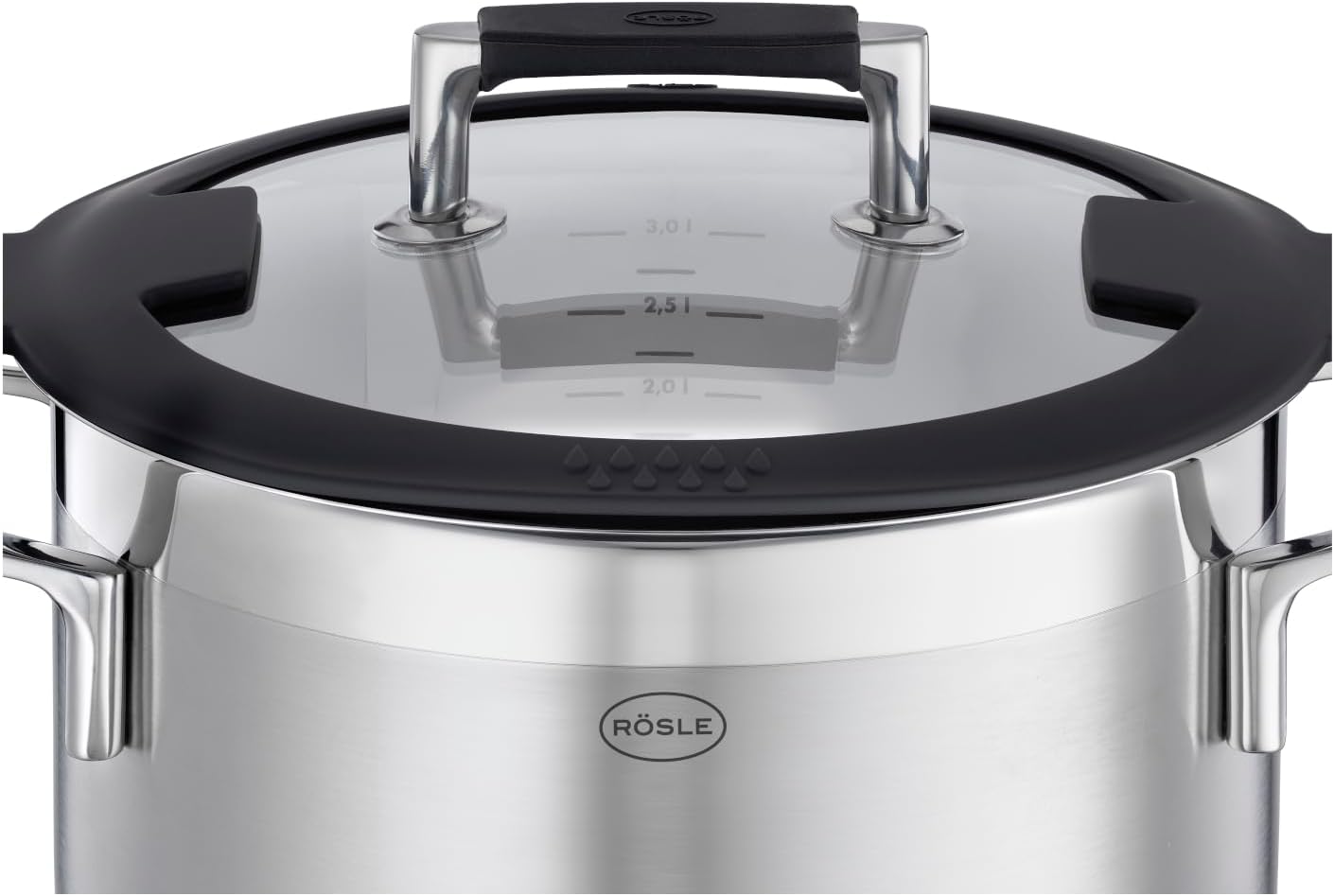 RÖSLE SILENCE PRO 5-delige pannenset met schaalverdeling RÖSLE SILENCE PRO 5-delige pannenset, Hoogwaardige universele pannenset met 3 kookpotten en 1 braadpan incl glazen deksel voor het dichtschroeien van vlees en het bereiden van knoedels, groenten en
