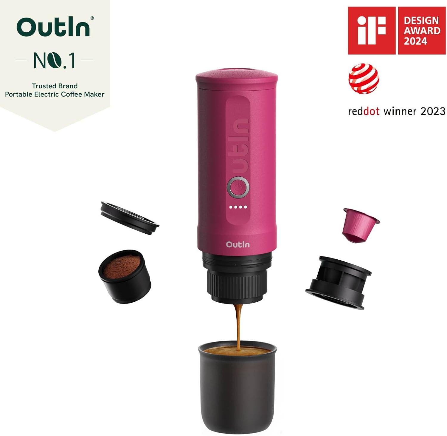 Outin Nano draagbare elektrische espressomachine 【LICHTGEWICHT & DRAAGBAAR】: Outin draagbare espressomachine weegt slechts 670 gram. Gemaakt van voedselveilig roestvrij staal en duurzame materialen, Outin espressomachine gemakkelijk te demonteren en te wa