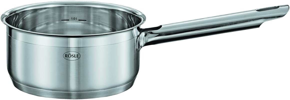 Rösle Elegance Pannenset, 10-delig, Roestvrij staal Over dit item Rösle Elegance, de pannenset van roestvrij staal, bestaat uit: Braadpan (20 cm) en kookpan (16/20/24 cm) inclusief glazen deksel, stoominzet (20 cm), sauspan met steel (16 cm), melkpan (14