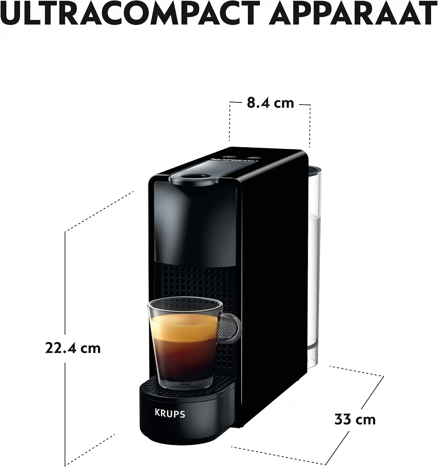 Nespresso Krups Essenza Mini XN1108 koffiecupmachine, 0,6 liter, 19 bar, Energiebesparende modus, Zwart Het koffiezetapparaat voor eenmalig gebruik met een ultracompact modern ontwerp voor maximaal comfort, dat zo min mogelijk ruimte inneemt met een afmet