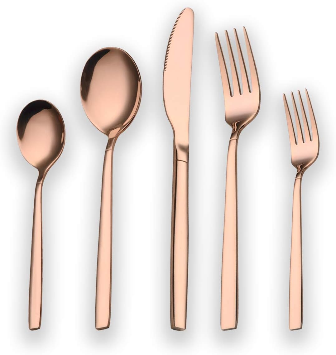 Berglander 30-delige vergulde bestekset glanzend goud Over dit item 30 stuks bevatten: 6 van elk, dinerlepel, dinervork, dinermes, theelepel, theevork Duurzaam, buigt niet; Sterk antiroest, ontwikkeld voor een goede grip voor volwassenen en kinderen. Goed