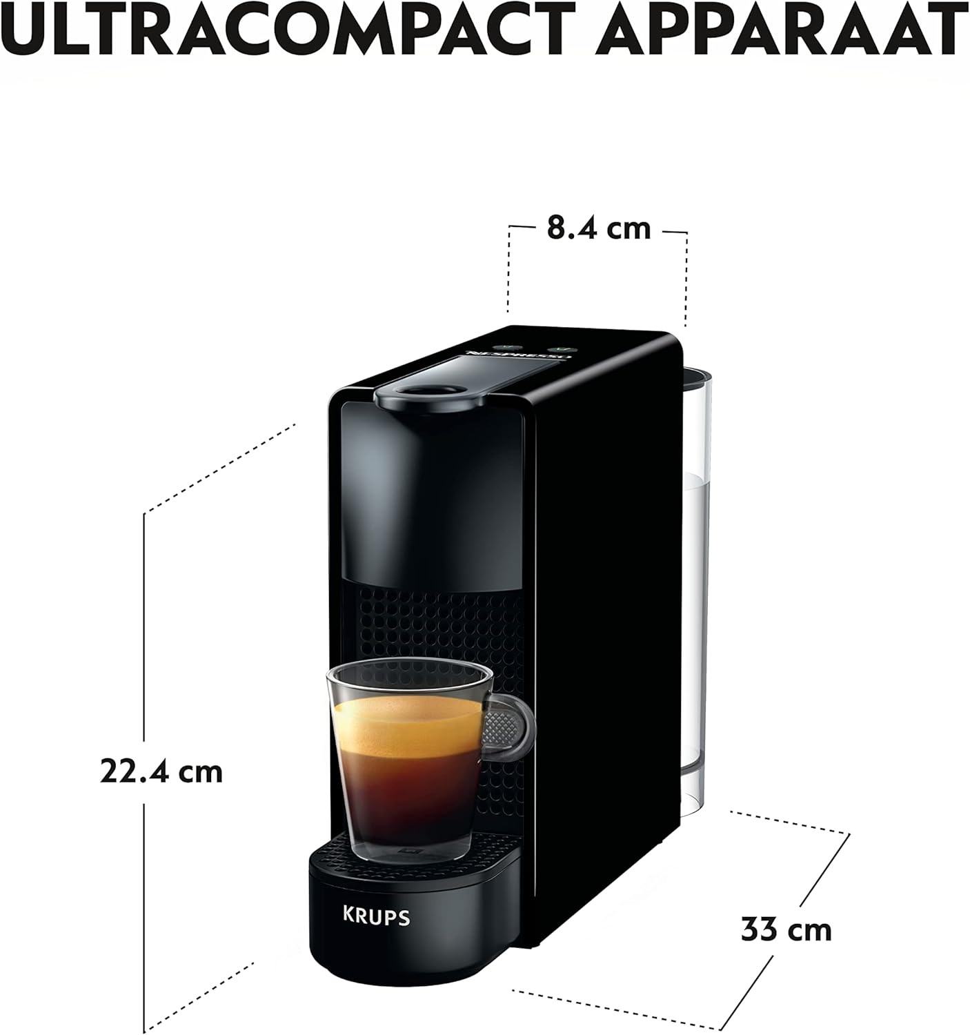 Nespresso Krups Essenza Mini XN1108 koffiecupmachine, 0,6 liter, 19 bar, Energiebesparende modus, Zwart Het koffiezetapparaat voor eenmalig gebruik met een ultracompact modern ontwerp voor maximaal comfort, dat zo min mogelijk ruimte inneemt met een afmet