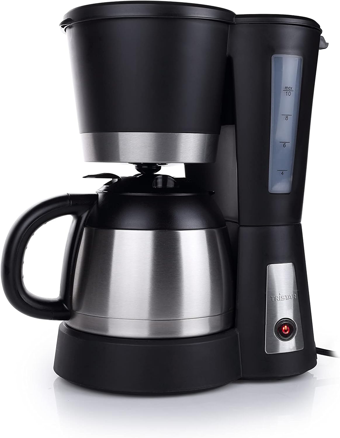 Tristar CM-1233 Koffiezetapparaat – Geschikt voor 6 kopjes – Ook geschikt voor de camping Compact koffiezetapparaat met een inhoud van 0.6 liter, geschikt voor 6 kopjes koffie Stijlvol ontwerp met een matzwarte afwerking, roestvrijstalen details en glazen