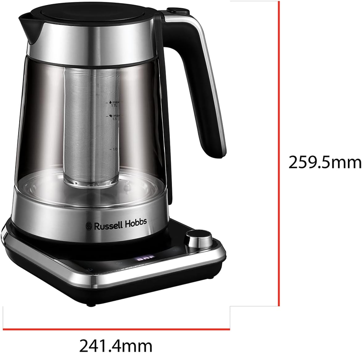 Russell Hobbs Waterkoker Met Temperatuurinstelling 25°-100°C Dankzij de warmhoudfunctie wordt het reeds gekookte water op de geselecteerde temperatuur warm gehouden. De waterkoker heeft een waterniveau-indicator. Electric Kettles €47.99 glas,waterkoker,zw