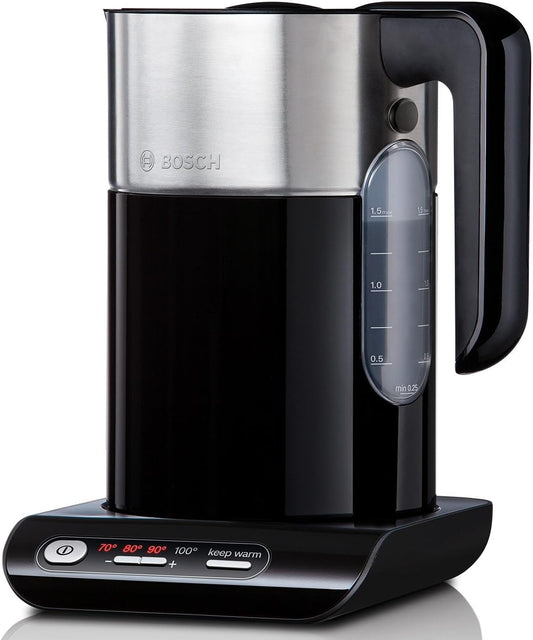 Waterkoker Temperatuurkeuze, Automatische Uitschakeling 1.5L De waterkoker heeft automatische uitschakeling en oververhittings- en droogkookbeveiliging. Met één hand te bedienen en dekselopening met één druk op de knop. Electric Kettles €88.37 waterkoker,