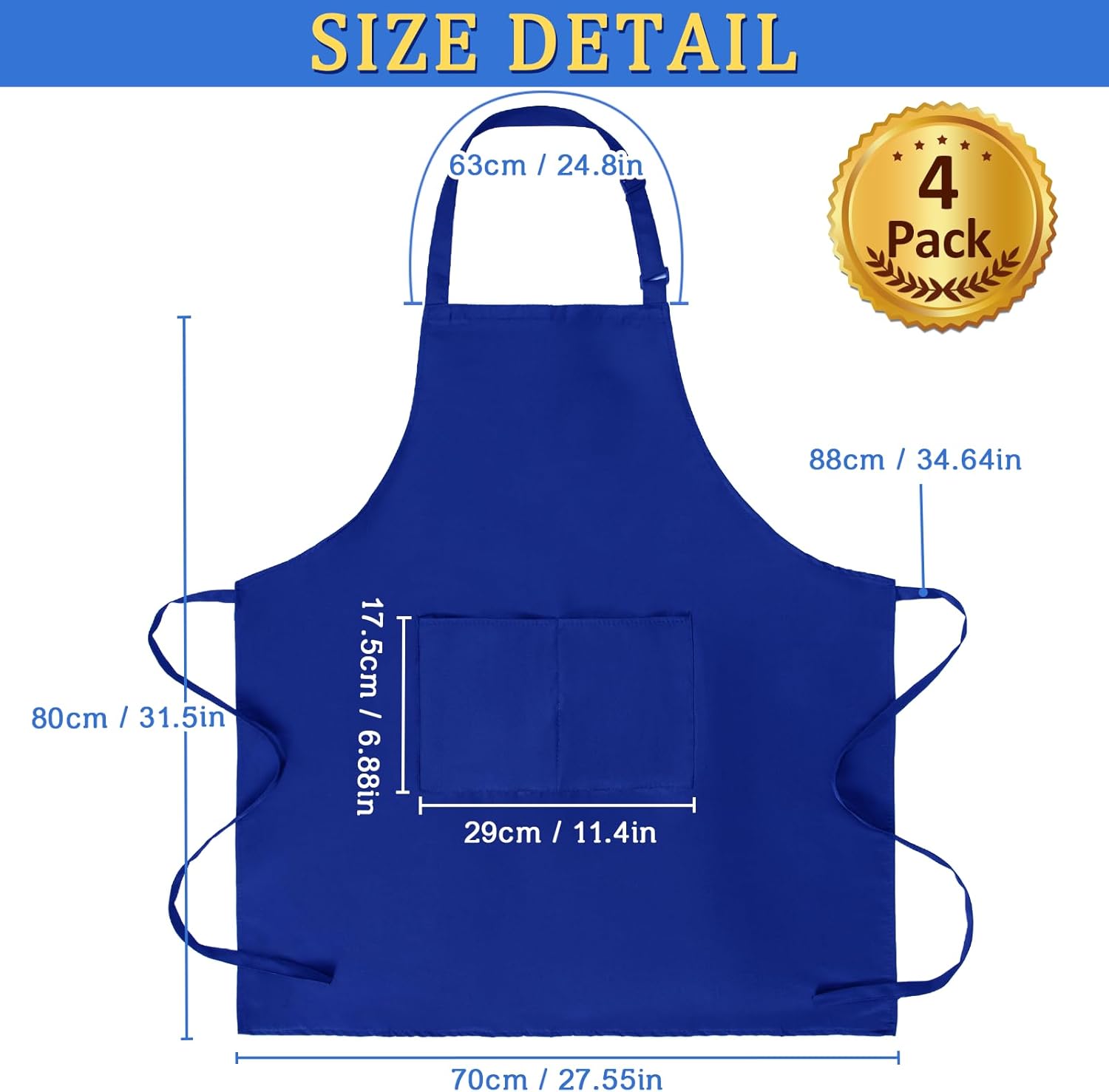FunChaos 4 Packs Zwart Kookschort, Uniseks Verstelbare Schorten met 2 Zakken, Mannen Vrouwen Schort voor Keuken, Restaurant Productgegevens Onderhoudsvoorschriften Machinewas Type sluiting Armband Over dit item 【Hoge Kwaliteit】Het schort is gemaakt van 10