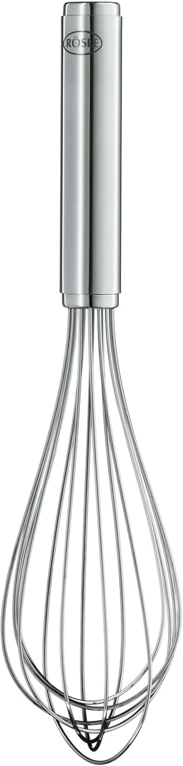 RÖSLE Classic Garde, mixer met stevige ronde handgreep, gastronomie, 18/10 roestvrij staal, vaatwasmachinebestendig, lengte: 25 cm RÖSLE Classic garde: Hoogwaardige roestvrijstalen garde die perfect in de hand ligt - ideaal voor het mengen van voedsel met